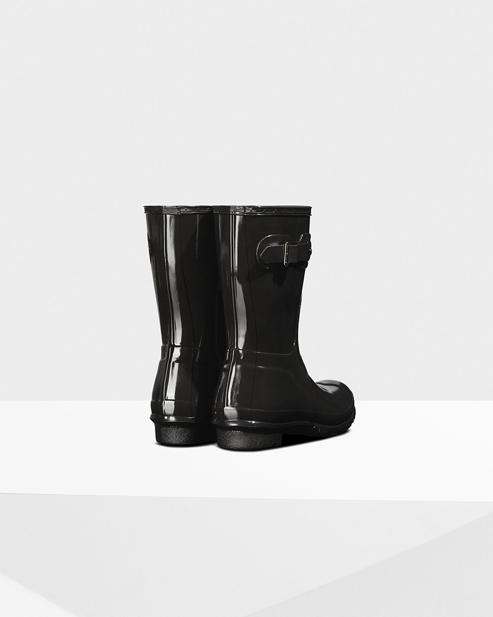 Hunter Original Gloss Short Rain Boots - Shop Online Womens Black - LAZRJX869